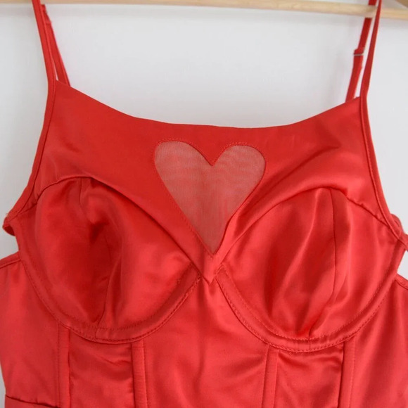 For Love  And Lemons Red Heart Mini Open Back Dress M NWT - Picture 4 of 12